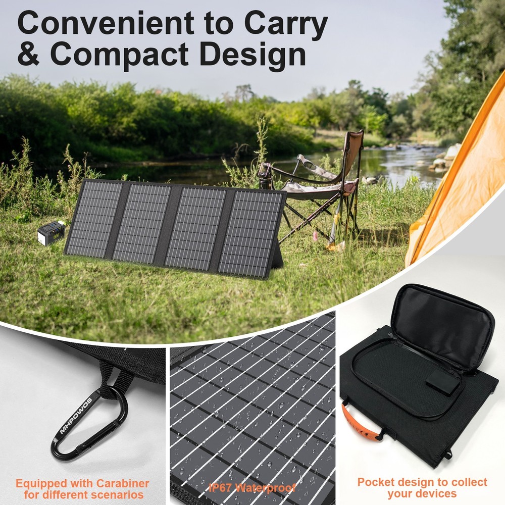 MHPOWOS 60W USB C Solar Panel Backpacking Solar Panel for Power Bank Tablet