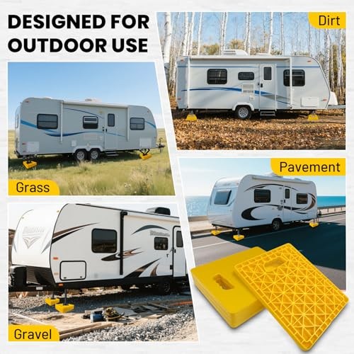 Large RV Jack Stabilizer Pads,Sinking Resistant Stackable 14"x12" Yellow