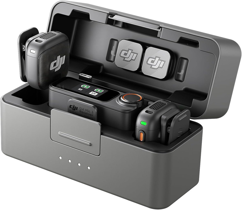 Wireless Microphone System with 2 Transmitters, 1 Receiver, Charging Case