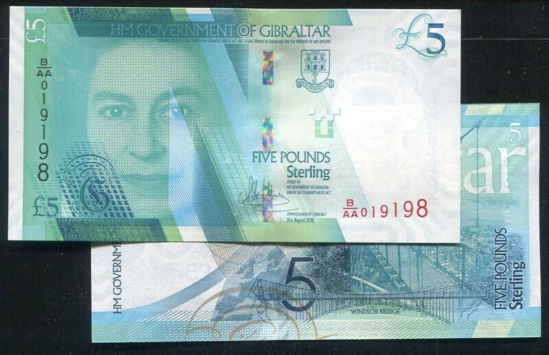 GIBRALTAR ,P42a , 5 POUND , 2020 ,UNC