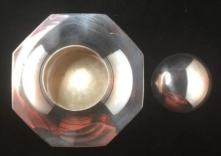 Sterling Silver Tea Caddy Modern Octagonal Form American