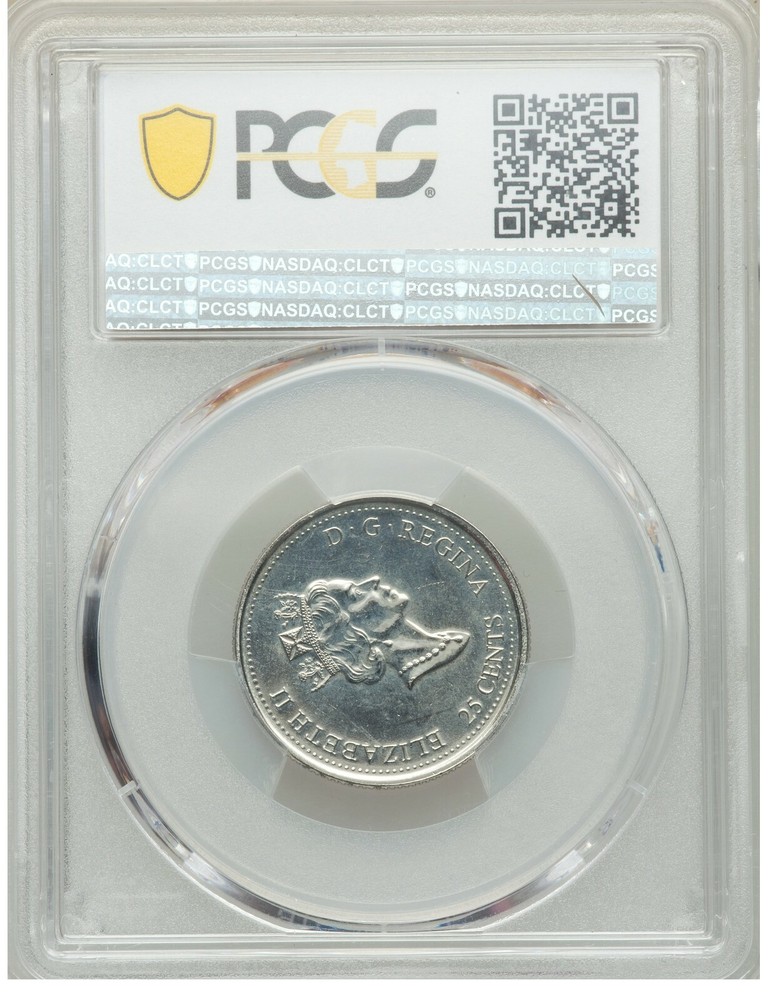ERROR - 2000 Canada 25 Cents Harmony PCGS MS-65 with a 270 Degree Die Rotation