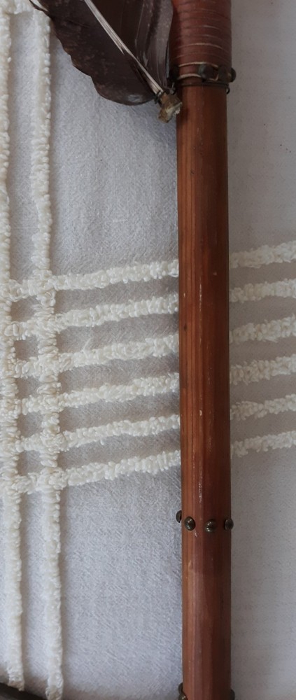 Tomahawk with Smoking Bowl - age Ax - Beads, feather & Studs - AX