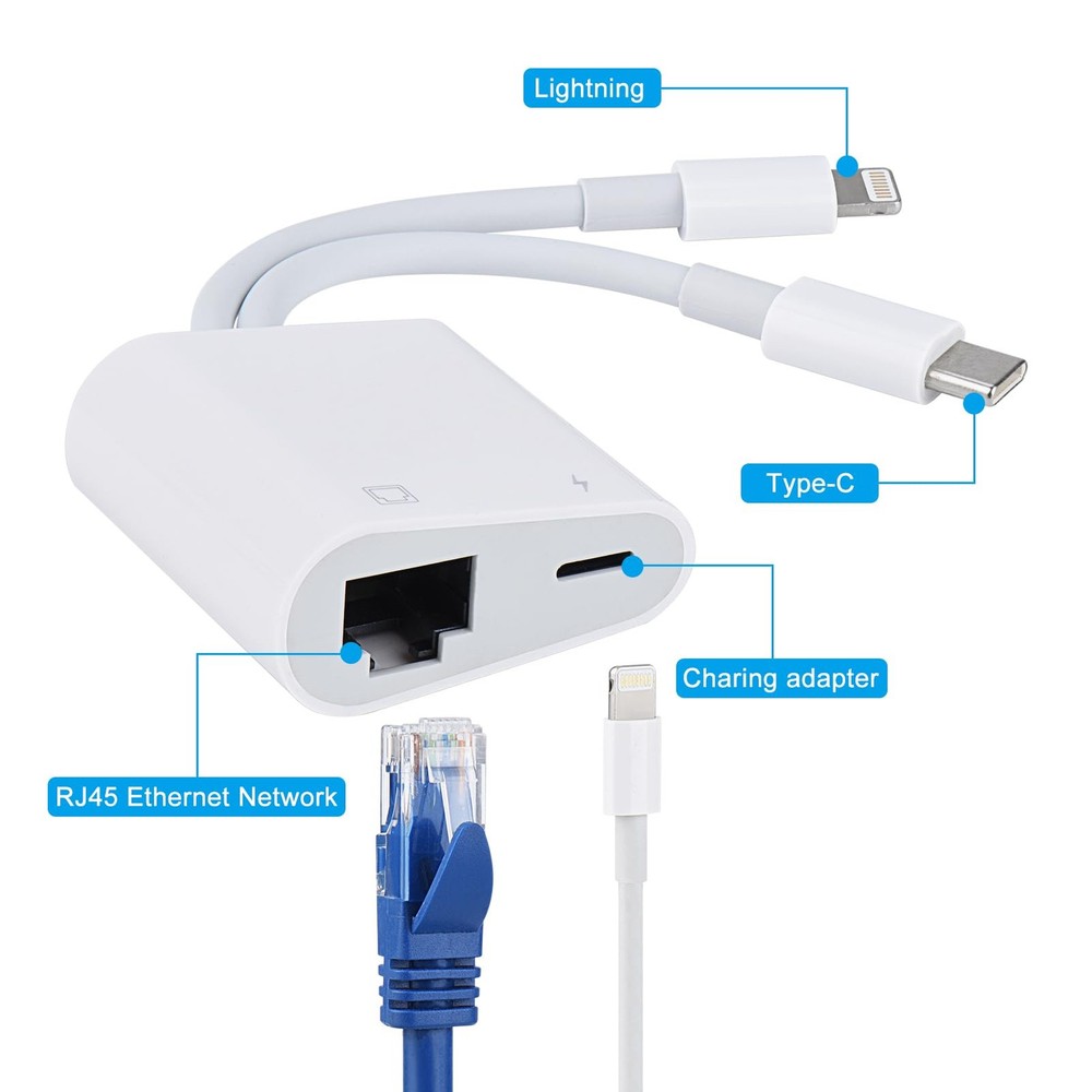 Lightning and USB C, C to Ethernet Adapter