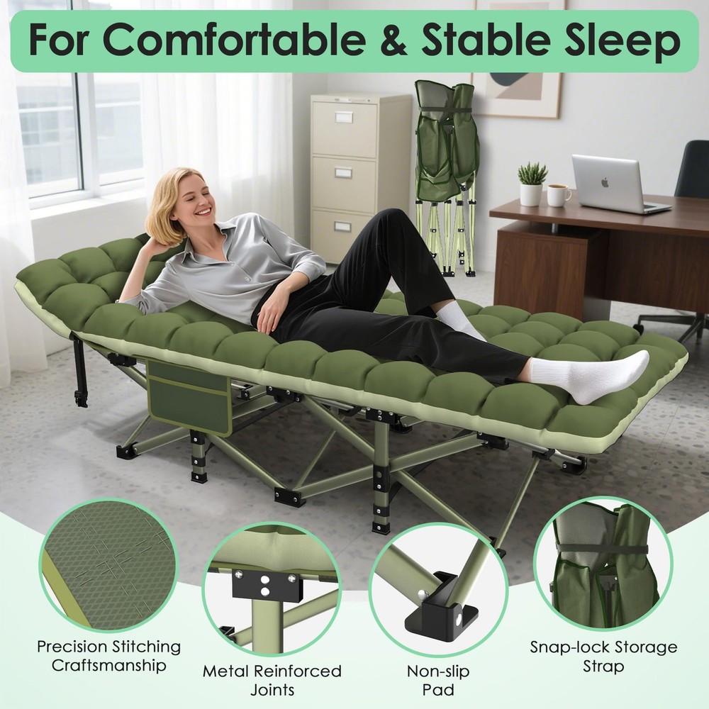 Camping Cot, Folding Camping Cot Bed for Adults Sleeping 1200D Double Layer O...