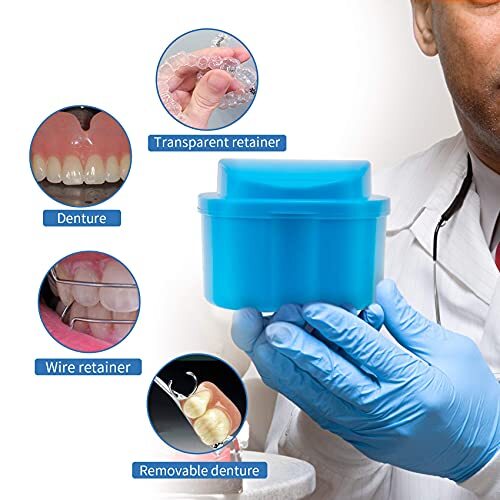 Denture Retainer Container Case Cleaning Denture Bath Box False Teeth Storage