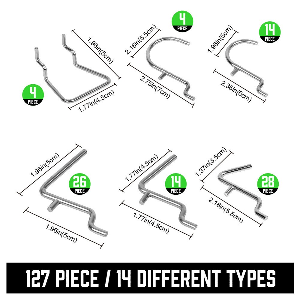 Pegboard Hooks Assortment Basket Pegboard Pack Pinboard Rack Organizing Tool 127