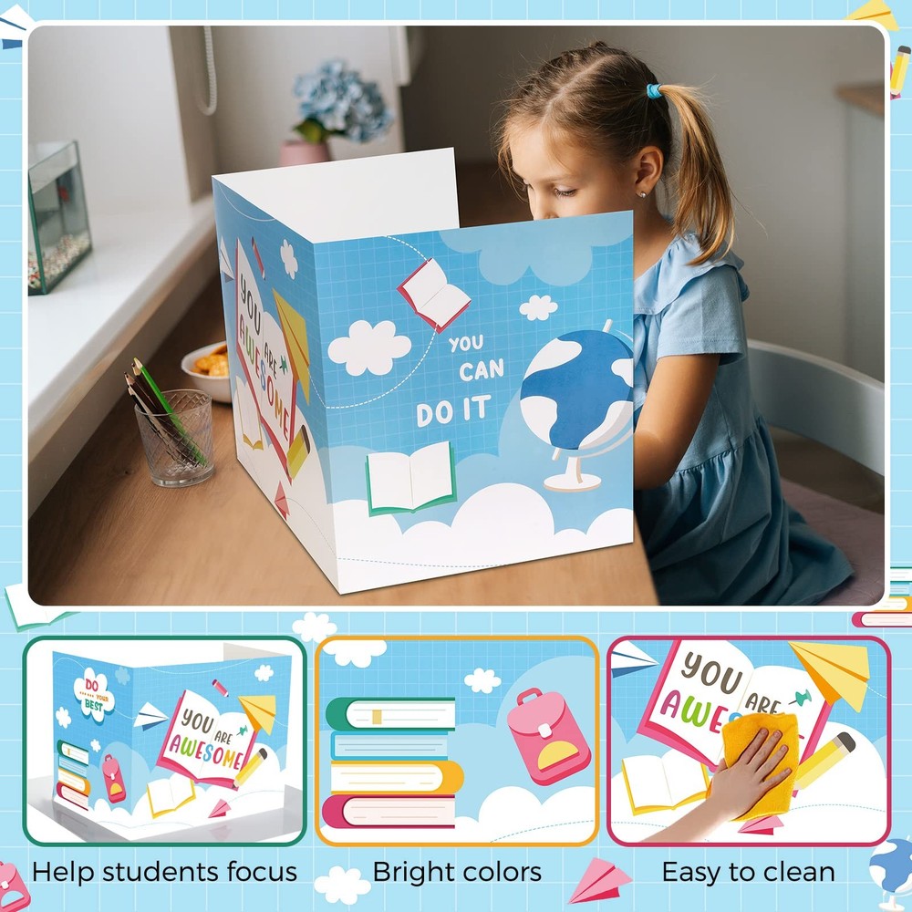 24 PCS Privacy Boards Student Desks Bright Colored Trifold Panel Elegant