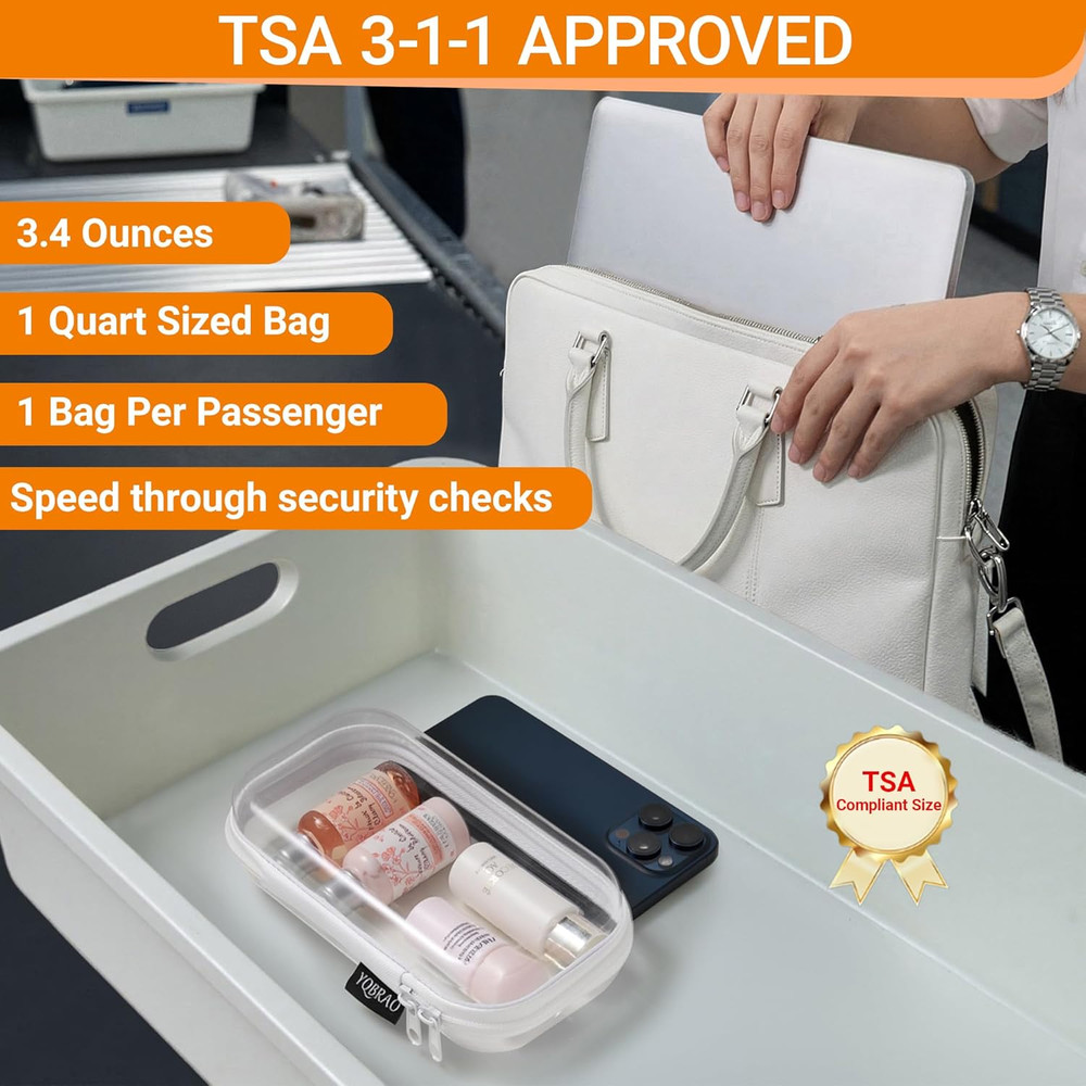 6 Pack Clear Hard Shell Zipper Case (4 Small & 2 Medium), Hard Plastic Organizer