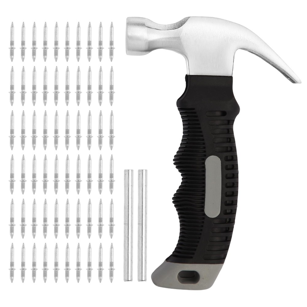 200 Pcs Hardware Nails Double Head Skirting with Mini Claw Hammer blcak