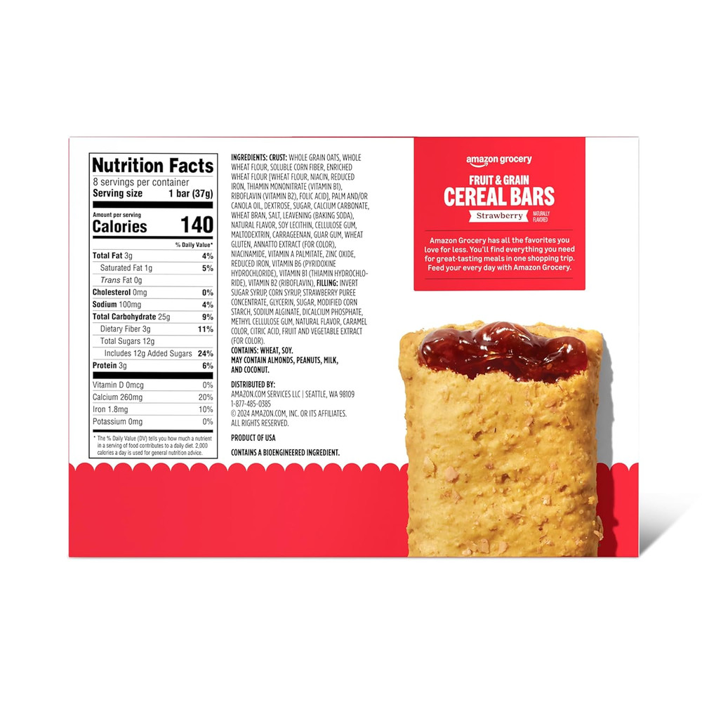, Fruit & Grain Cereal Bars, Strawberry, 10.4 Oz, 8 Ct