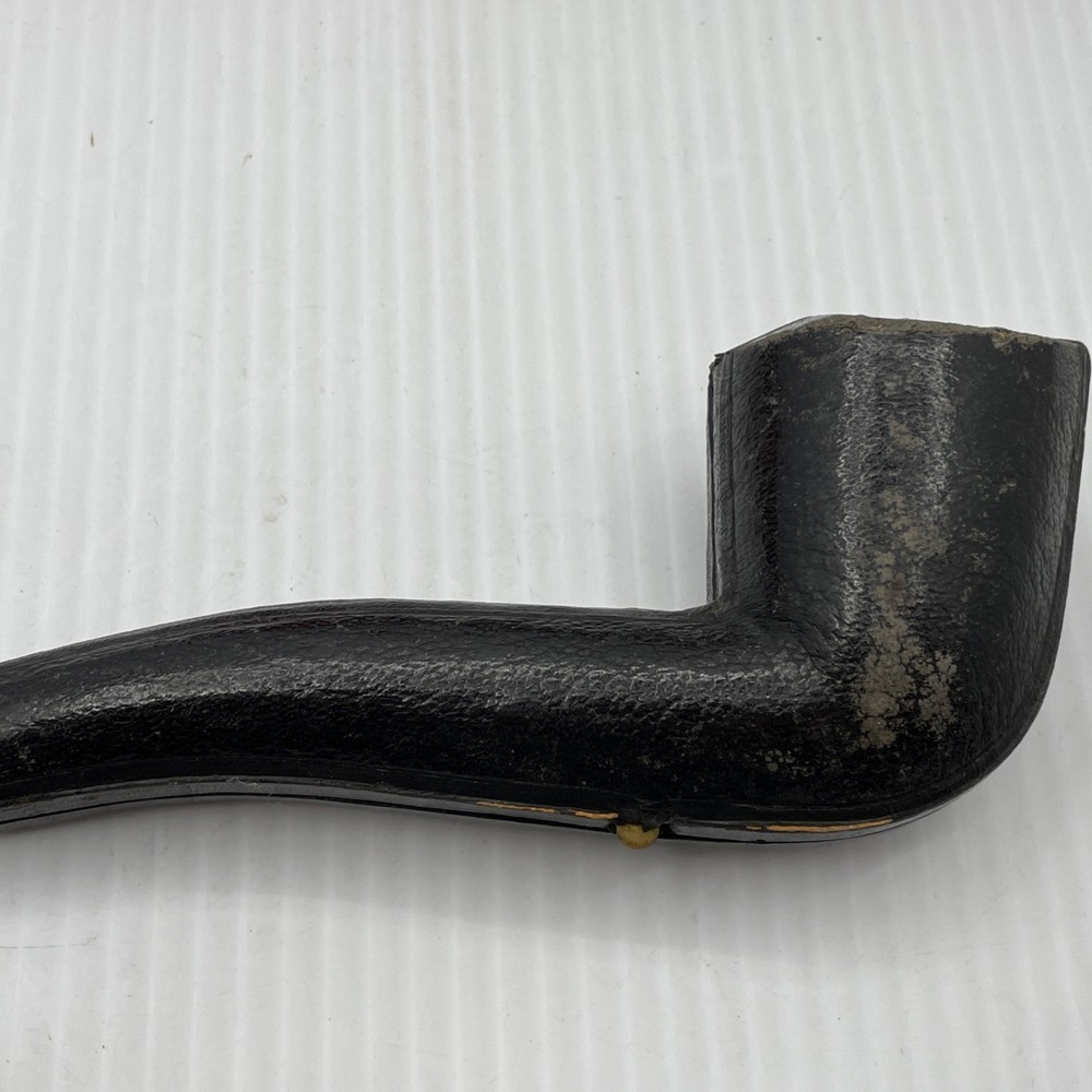 Bakelite Pipe Gold Trim Bent Amber Stem Pipe Damaged With Case