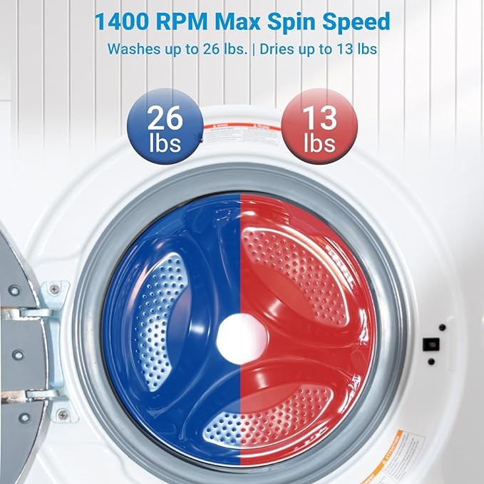 Smad 2.7 Cu.Ft Compact Front Load Washing Machine Laundry 36 Mins Quick Wash
