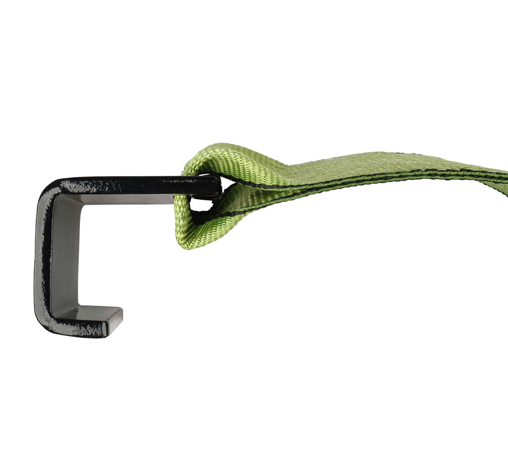 (4 Pack) 4"x5' Roll Off Container Green Winch Strap w/ Large Flat Hook for Truck
