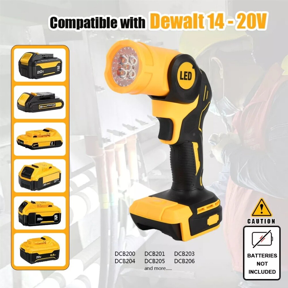 2PCS LED Pivoting Flashlight Cordless Work Light For DeWALT LED 20V 20Volt MAX