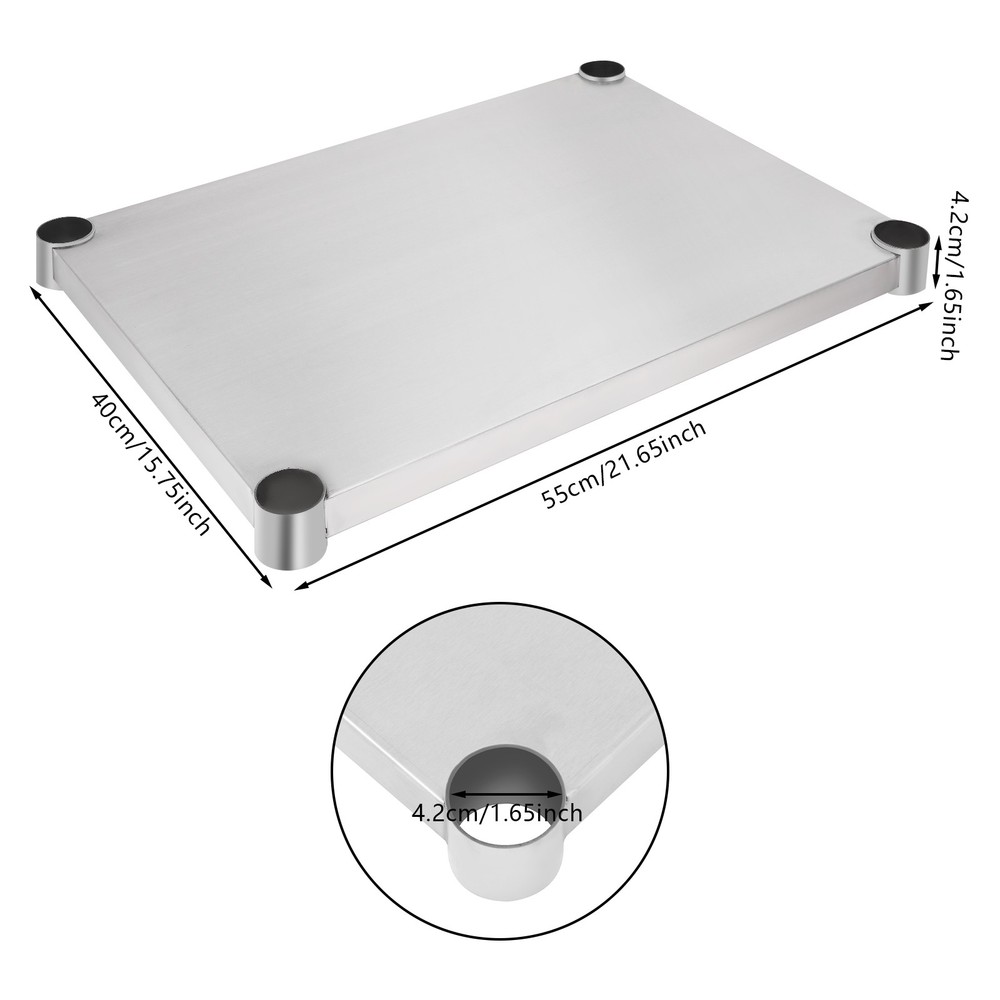 Under Shelf Stainless Steel Adjustable Lower Shelf Work Table Under Shelf Silver