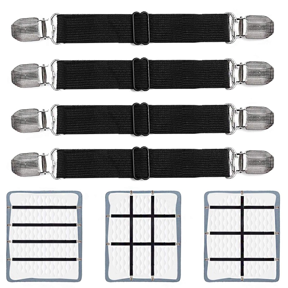 Adjustable Bed Sheet Clips, Sheet Fasteners Holder Straps and Suspender, Grip...
