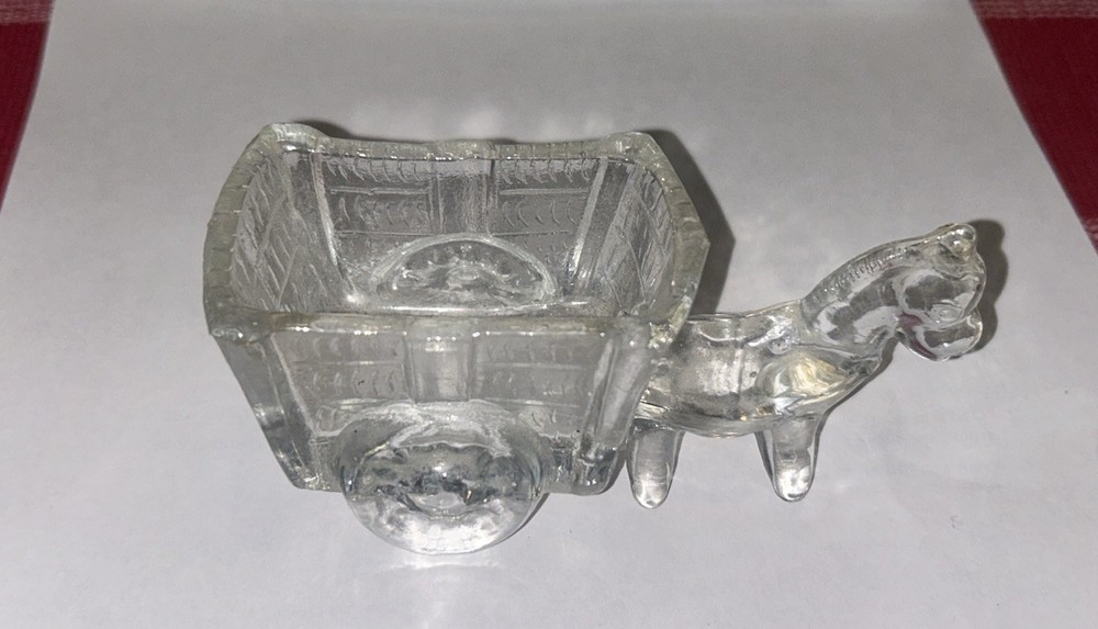 Antique Glass Candy Container Burro Pulling A Wagon