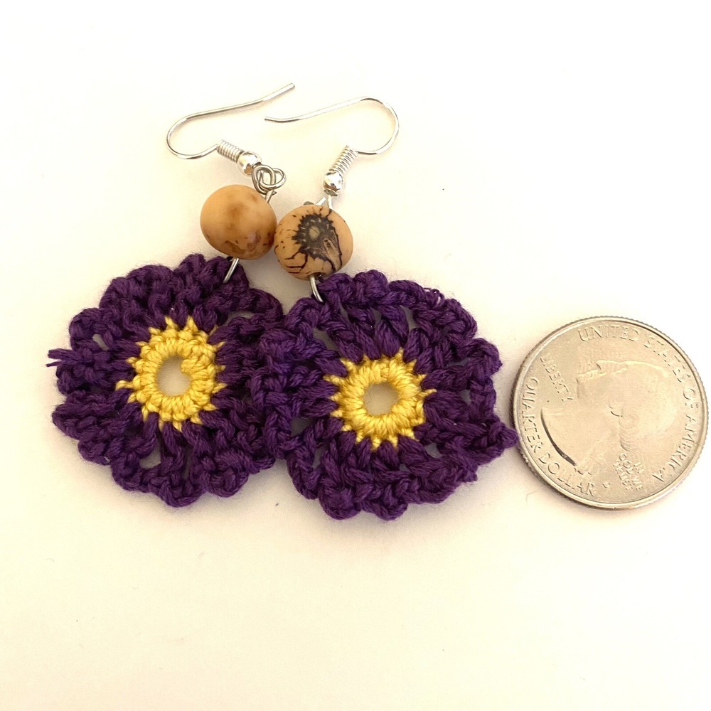 Crochet Flower Earrings, Boho Style Earrings