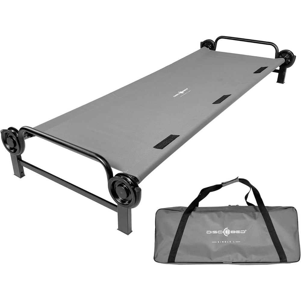Disc-O-Bed Single Cot, Portable Sleep Solution for Tents, Grey, Large (Open Box)