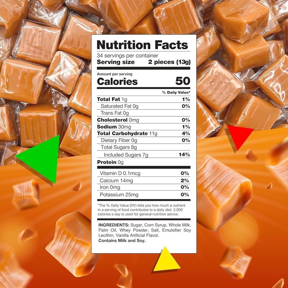 Classic Chewy Caramel Squares Candy Individually Wrapped (1 Pound Pack)