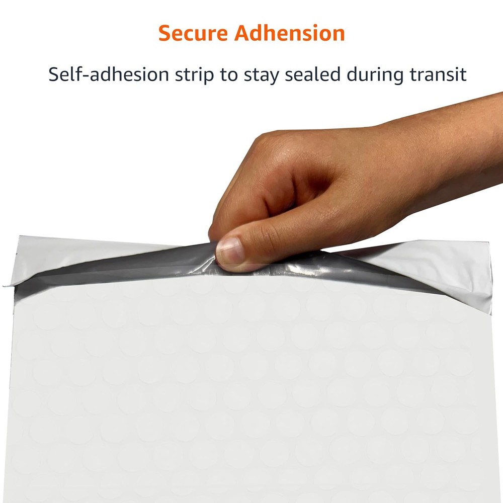 Tear & Water Resistant Poly Bubble Self-Seal Shipping Mailers, 10 Pack