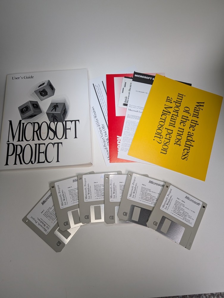 Windows Microsoft Project v4.0 Vintage Software 3.5" DISKETTES *Untested As-Is*