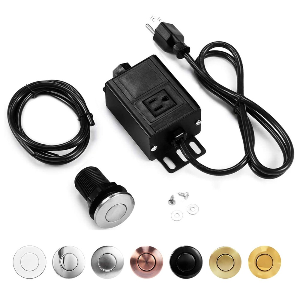 Air Switch Kit for Garbage Disposal, Brushed Nickel Push Button & Module