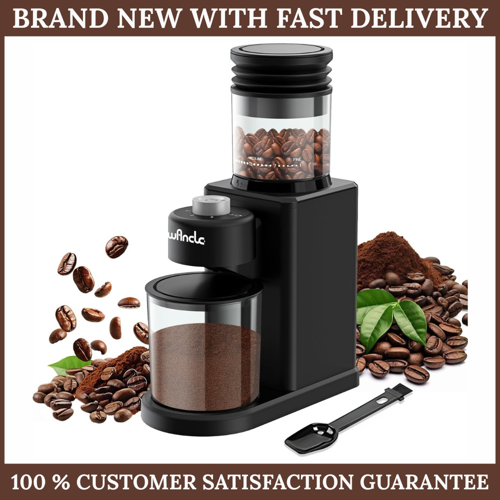 Conical Burr Coffee Grinder Electric - 200W Compact Automatic Coffee Bean Grinde