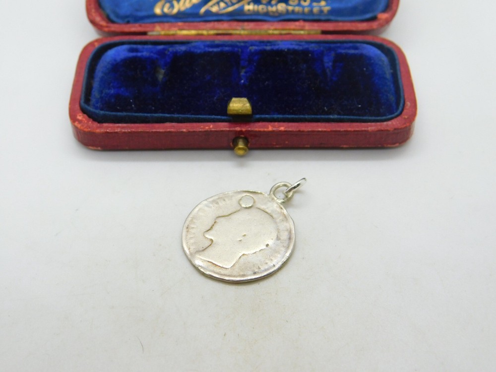 Silver Mexican Authentic Coin Charm Pendant  c1900