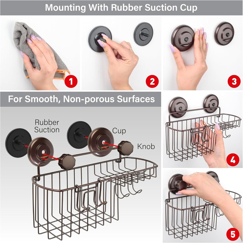 Rustproof Shower Caddy 2-Pack with Hooks