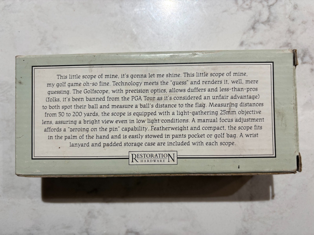 The GOLF Scope Restoration Hardware, its quirky