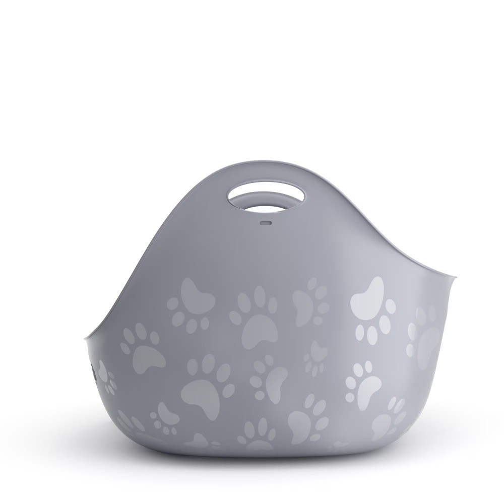 High-Sided Cat Litter Box with Handles, Silver