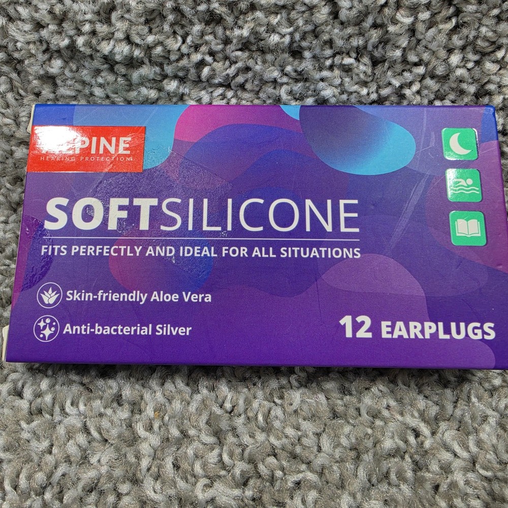 Alpine SoftSilicone Earplugs Medium 12 Pack Sleeping Swimming Study New