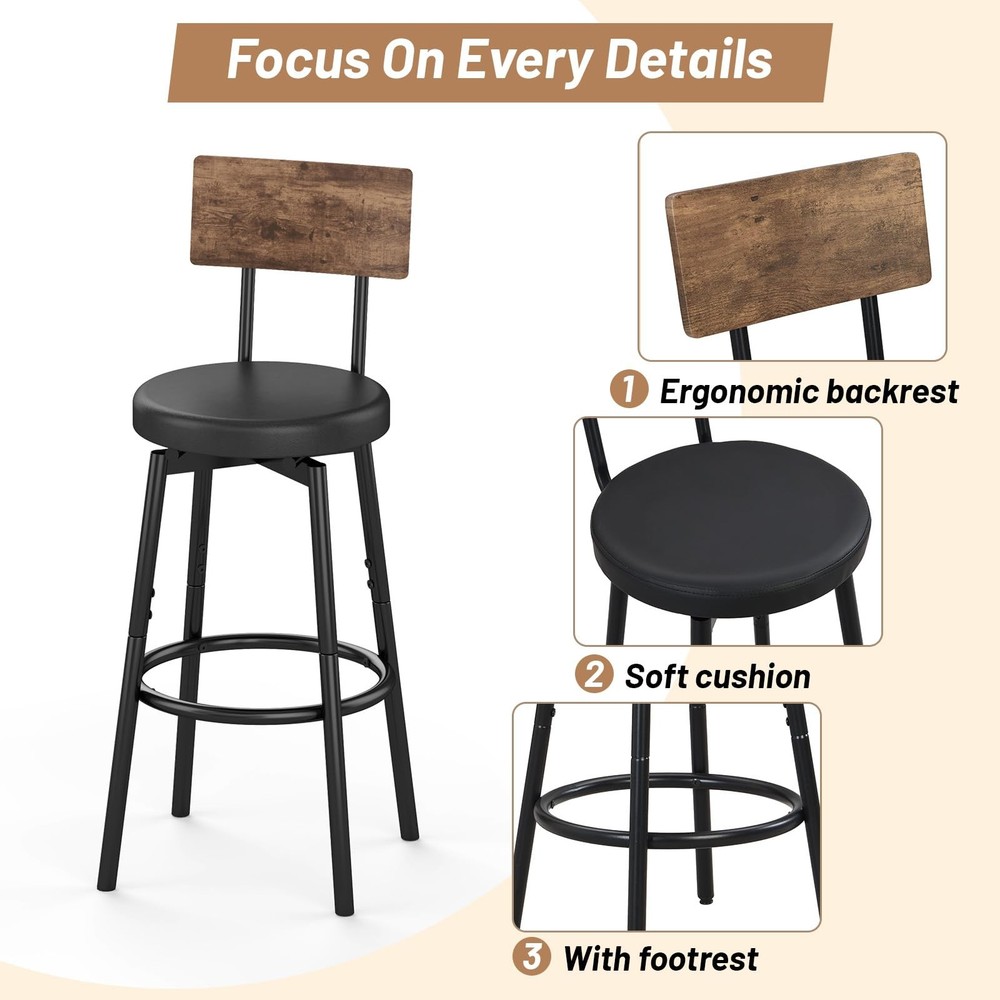 5-Piece Dining Table Set, Bar Table Set for 4, Kitchen Table and Chairs, Coun...