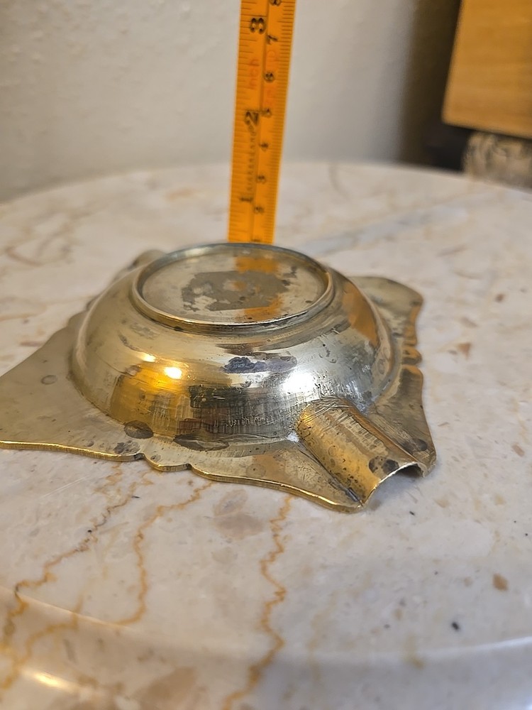 Vintage Chinese Solid Brass Ashtray Small