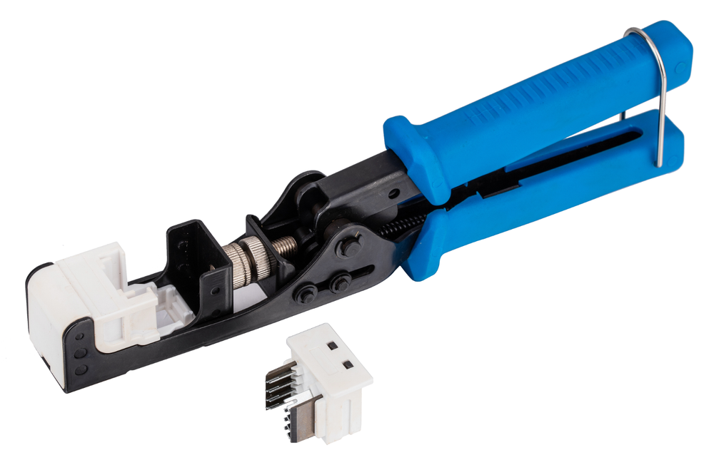 Punch Down Tool with Cat5e RJ45 Keystone Jack White 45-Degree Network Set Kit