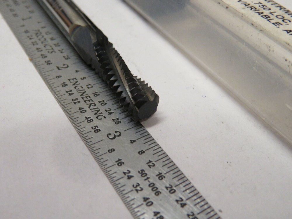 3/8"-16 UNC .290" Cut Dia Variable 4 Flute Thread Mill, AlTiN Coated