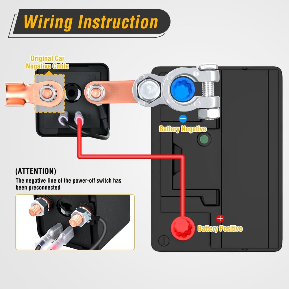 Nilight Remote Battery Disconnect Switch 12V 200A Car Control