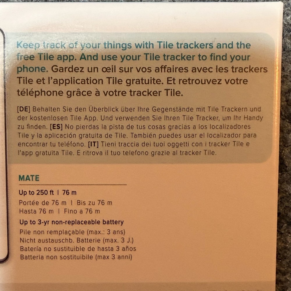 NEW Tile Tracker Mate Black White Bluetooth Keys Finder GPS Locator