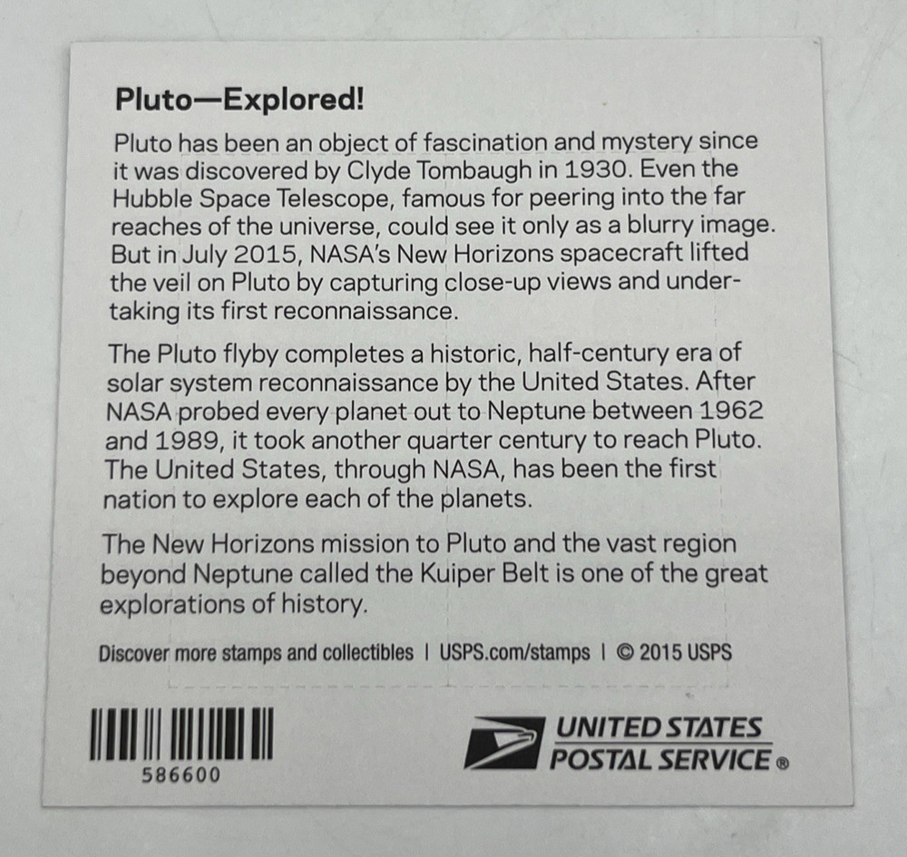 Mint NH US Scott #5077-5078 Forever Pluto Explored Souvenir Sheet