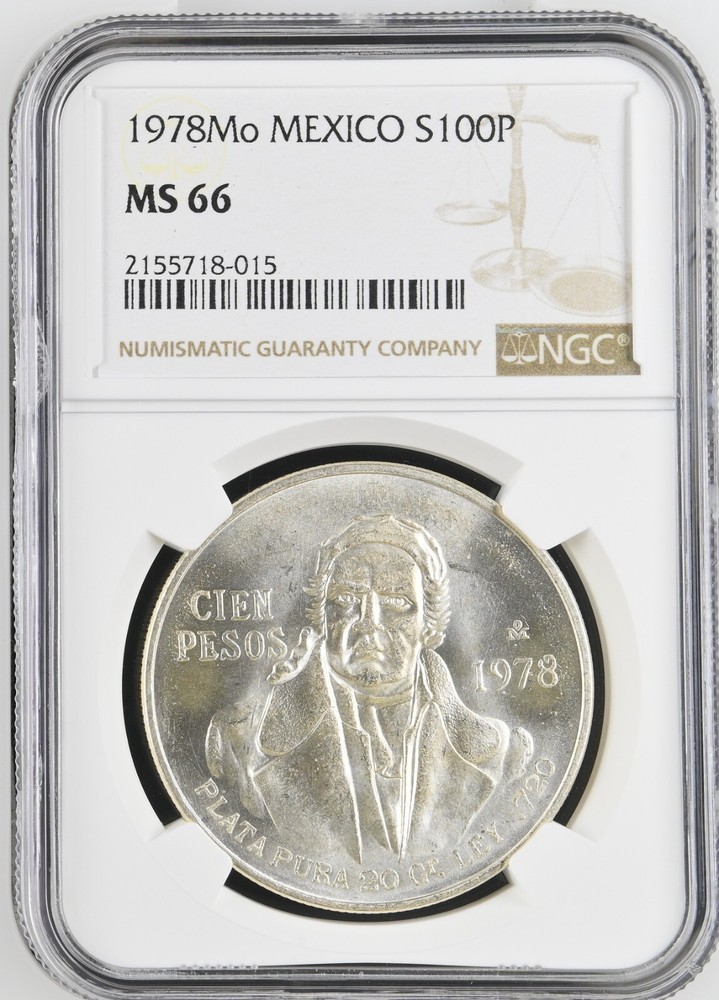 1978 Mo Mexico Silver 100 Pesos NGC MS 66