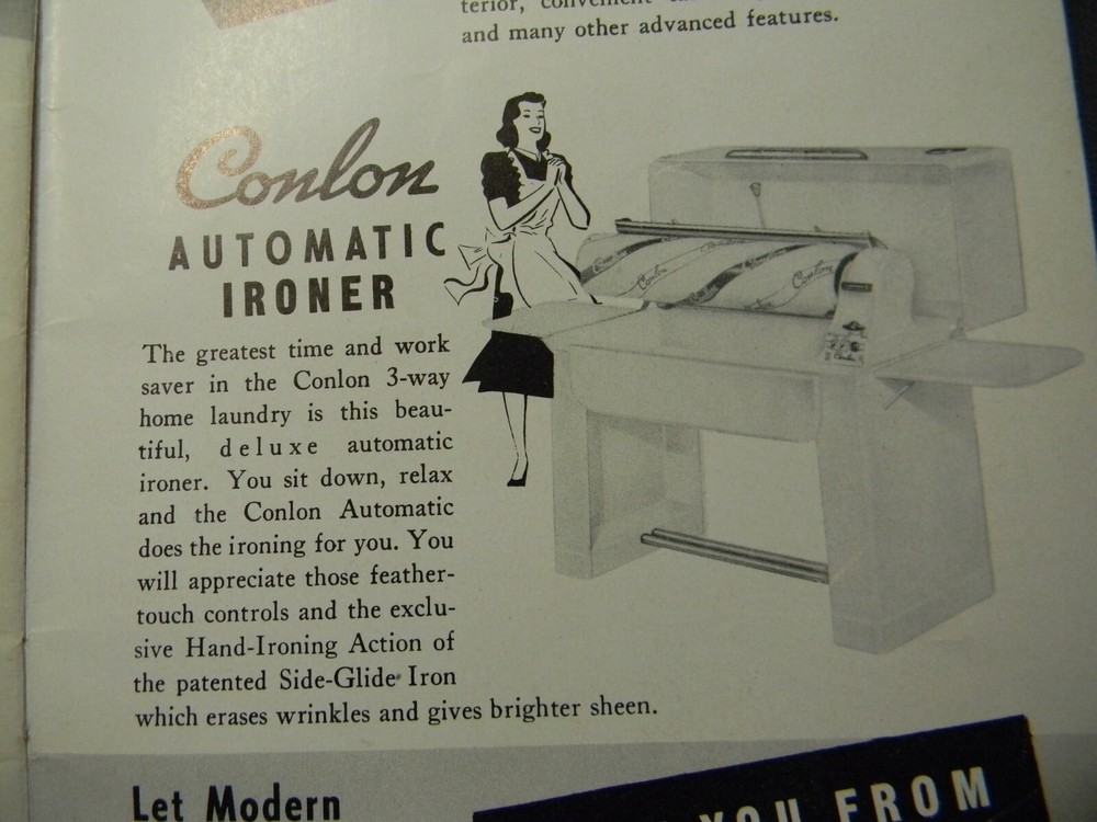 1950? Conlon Automatic Ironer Instruction Manual "Even a Child" Can Use It