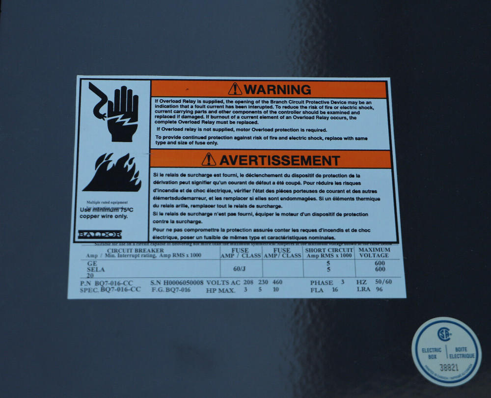 BALDOR DYNAMIC BRAKE BQ7-016-CC