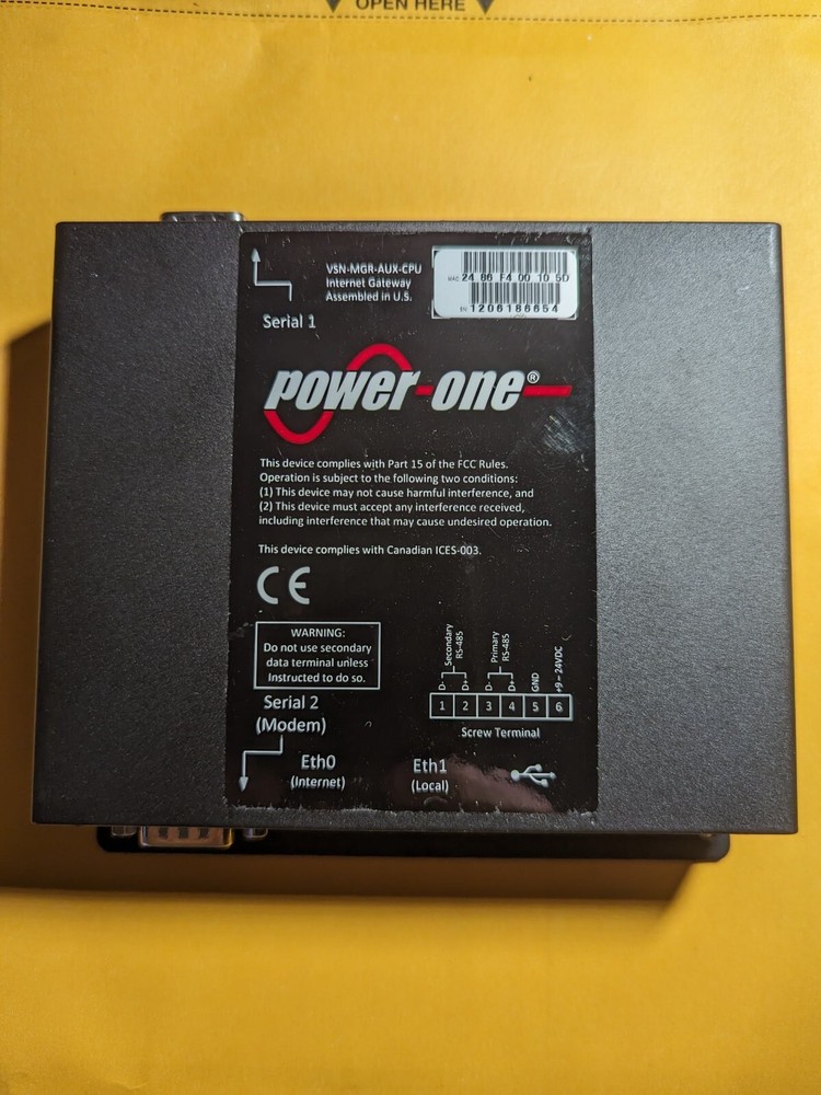 Power-One (ABB / Fimer) Data Logger VSN-MGR-AUX-CPU