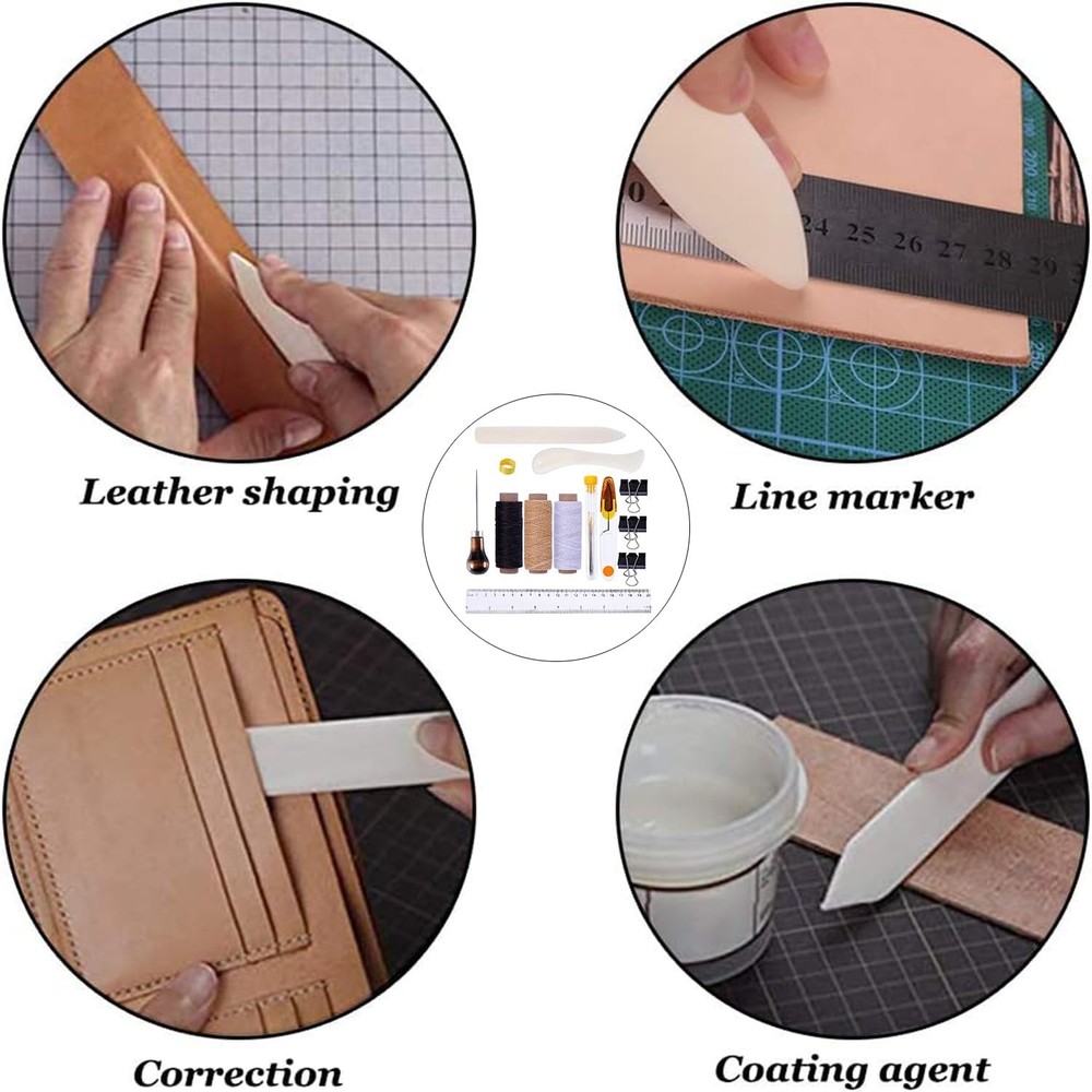 19 Pieces Bookbinding Kit Starter Tools Set Bone Folder Paper Creaser, Waxed