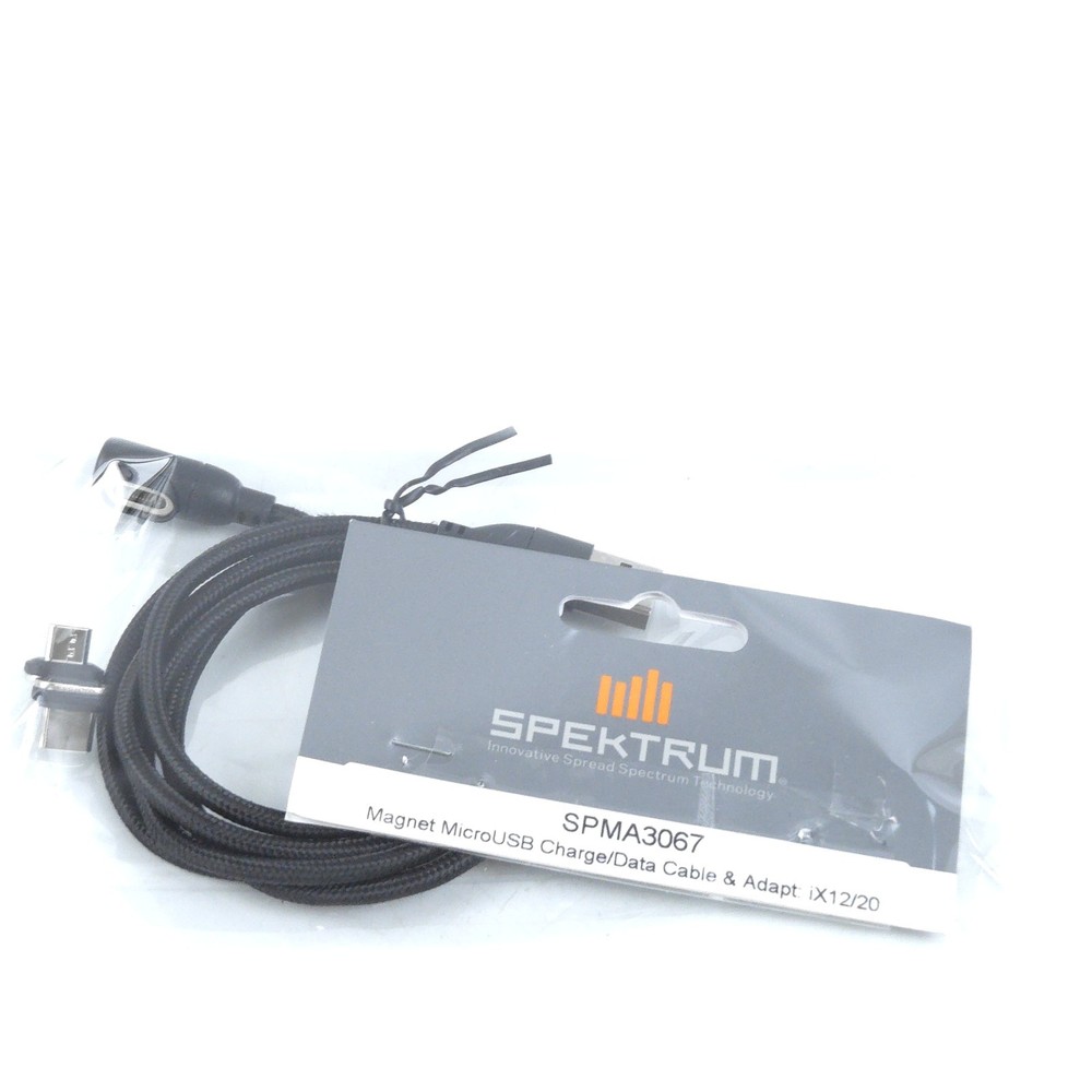 Spektrum Magnet Micro USB Charge Data Cable & Adapter: iX12, iX20, Black