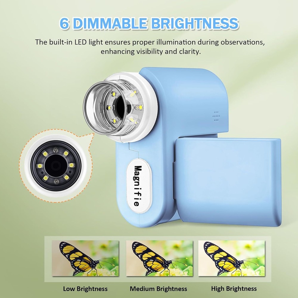 Microscope for Kids - 1000x Handheld Microscope with LED Lights 2'' LCD Screen