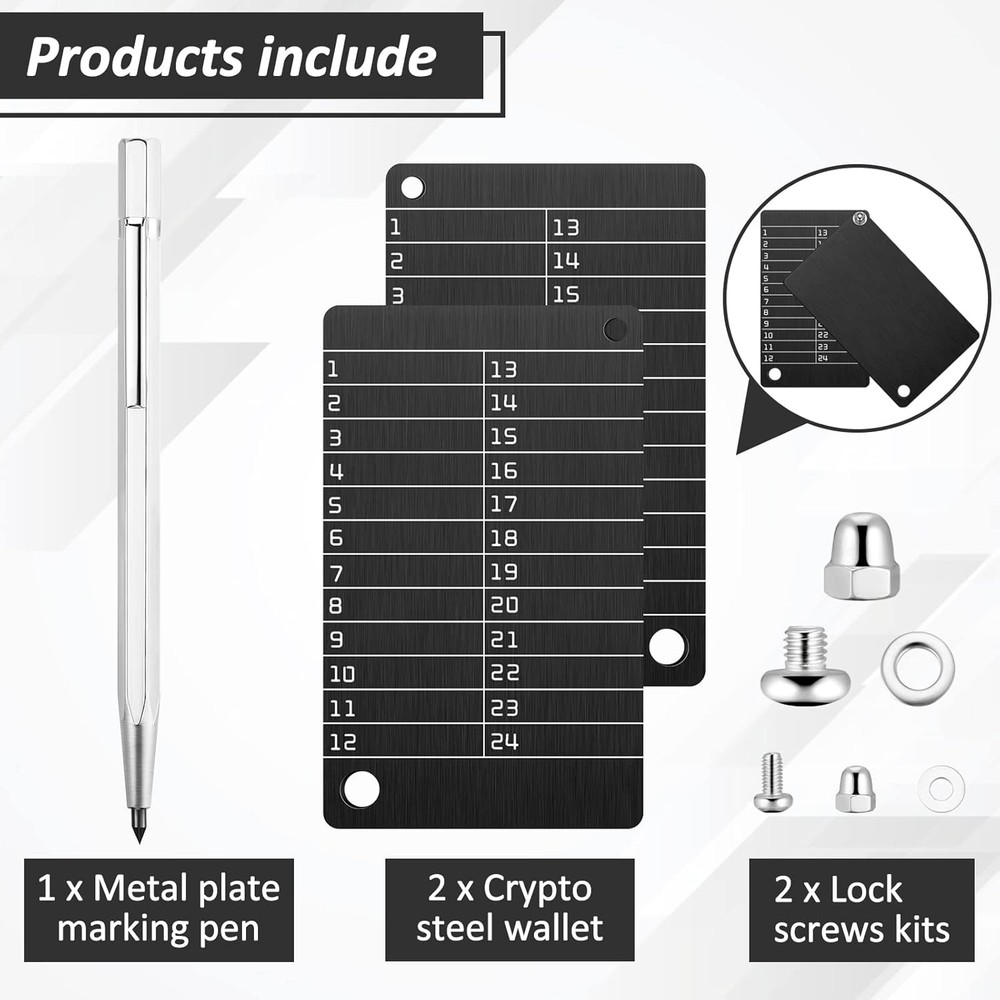 Cryptocurrency Wallet Metal Backup Plate