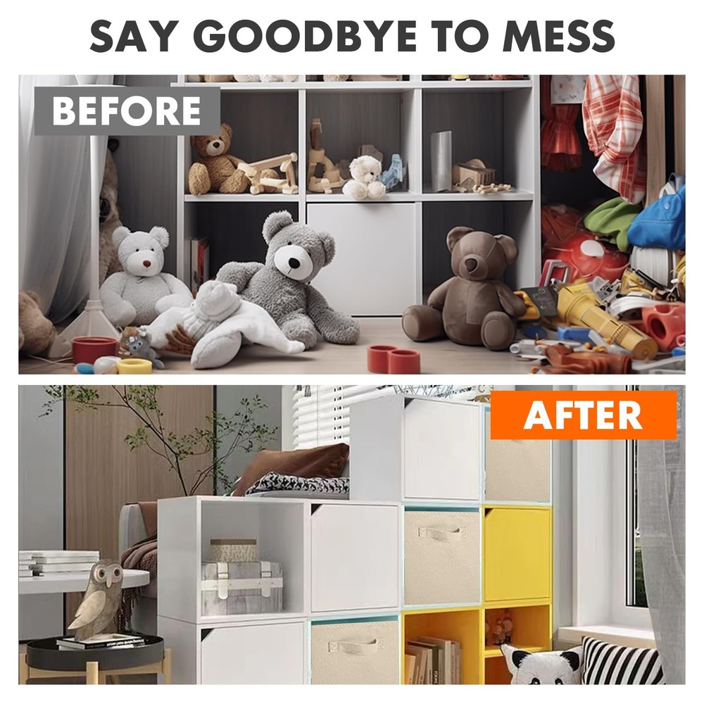 Storage Bins, Foldable Fabric Storage Cubes And Cloth Storage Organizer Drawe...